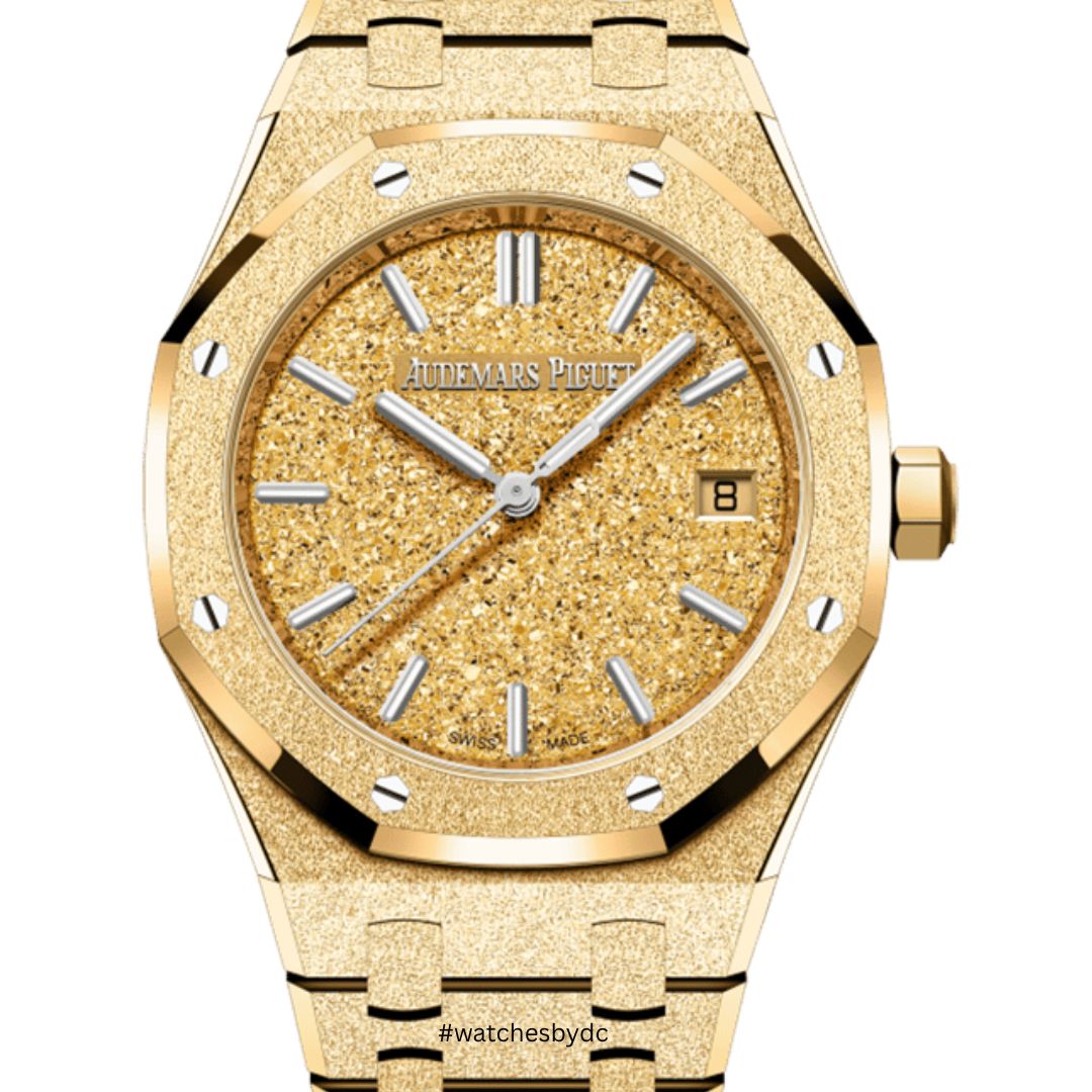 audemars-piguet-royal-oak-frosted-yellow-gold-34mm-77450ba-gg-1361ba-01 Audemars Piguet Royal Oak Frosted Yellow Gold 34mm 77450BA.GG.1361BA.01 (WTB) - Image 1