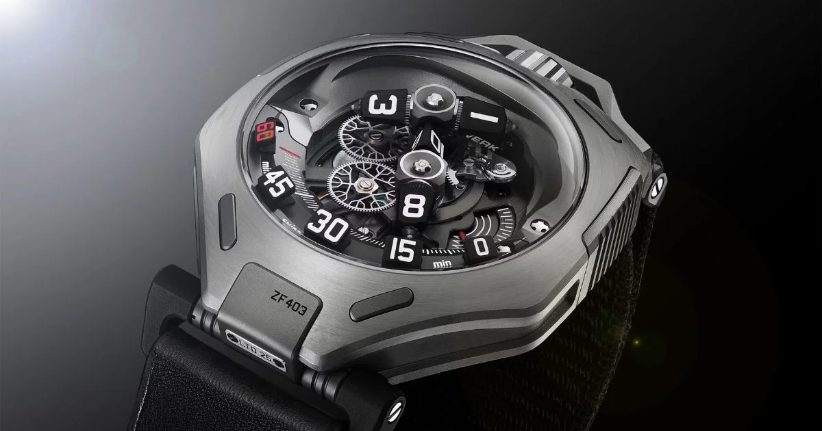 Urwerk UR-300 Time Quantum futuristic luxury watch showcasing avant-garde design, innovative mechanical engineering, and cutting-edge haute horlogerie craftsmanship.
